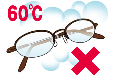 60℃以上の場所でのメガネ使用不可